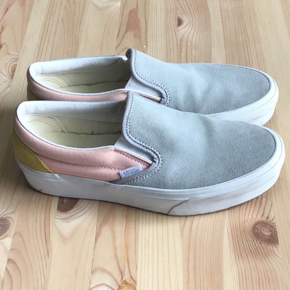Vans - Gray and Pink - Slip-On Sneakers - Size 9